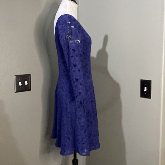 Free People Navy 3/4 Sleeve Lace Overlay Minidress Women's - Picture 6 of 13